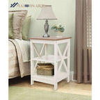 (Set of 2) 16" Compact Ivory Farmhouse End Tables-3