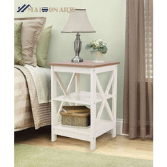 (Set of 2) 16" Compact Ivory Farmhouse End Tables-2