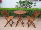 Acacia Round Folding Bistro Table And Chair Set Outdoor-2