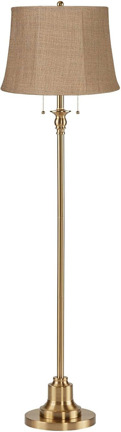 58 Inch Floor Lamp Antique Brass Burlap-0