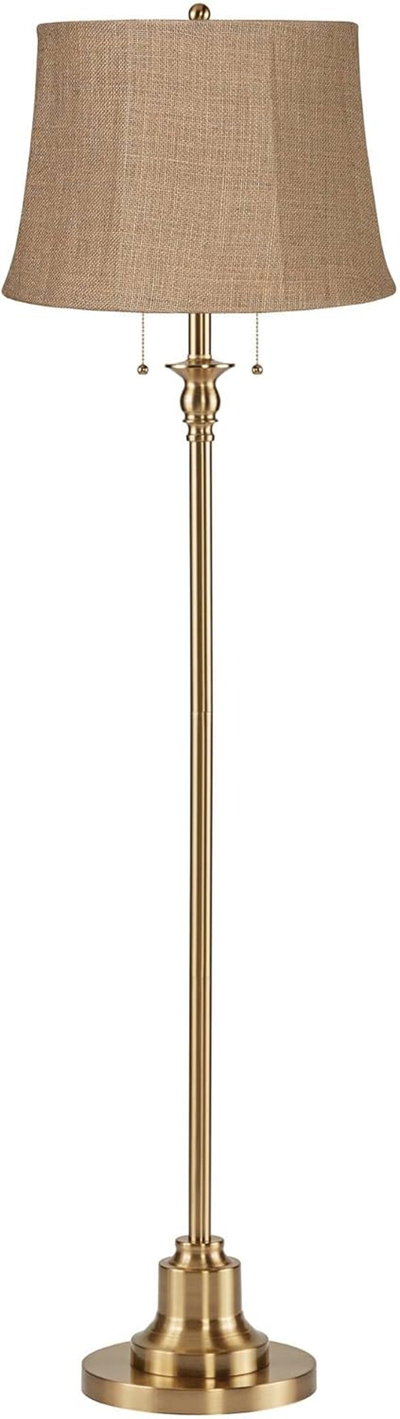 58 Inch Floor Lamp Antique Brass Burlap-0