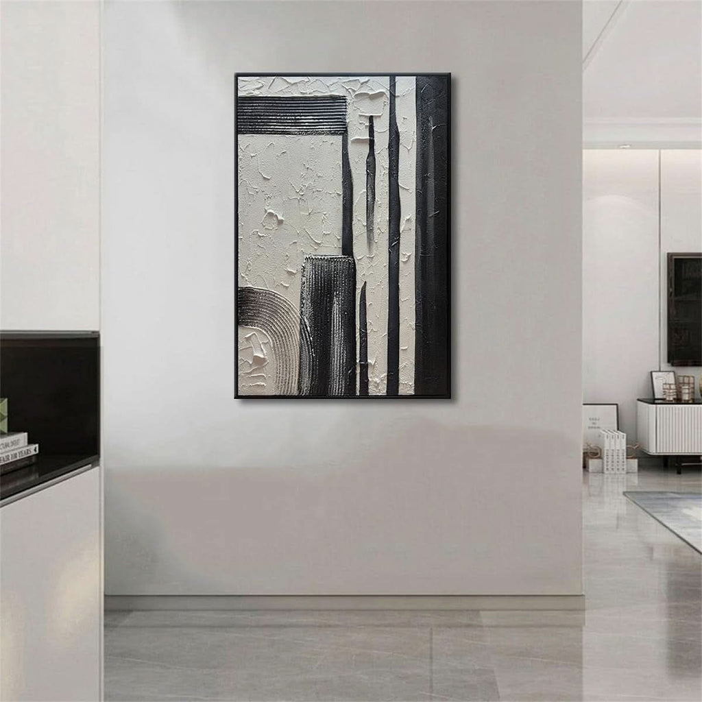 Hand crafted Black White Textured Oversized Wall Art-4