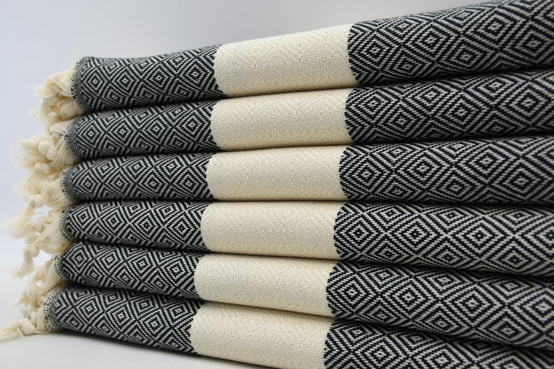 VENICE BLACK TURKISH TOWEL-3