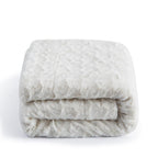DaDa Bedding Luxury White Roses Fluffy Soft Sherpa Backside Faux Fur Throw Blanket (K11)-4
