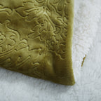 Tache Solid Embossed Green Olive Chartreuse Sherpa Throw Blanket (62096)-4