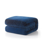 Tache Solid Embossed Cozy Night Blue Sherpa Throw Blanket-1