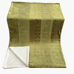 Tache Solid Embossed Green Olive Sherpa Throw Blanket-2