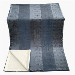 Tache Solid Embossed Rainy Day Grey Sherpa Throw Blanket-2