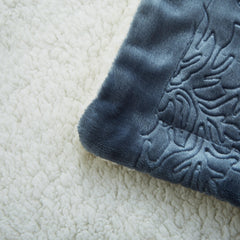 Tache Solid Embossed Rainy Day Grey Sherpa Throw Blanket-3
