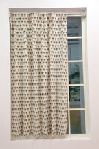 Handmade Block Print Gray Floral Curtains - Kohinoor