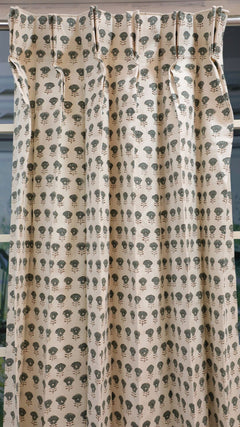 Handmade Block Print Gray Floral Curtains - Kohinoor