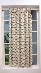 Handmade Block Print Gray Floral Curtains - Kohinoor