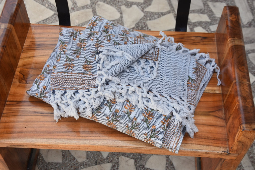 Block Print Handwoven Throw - Deepika