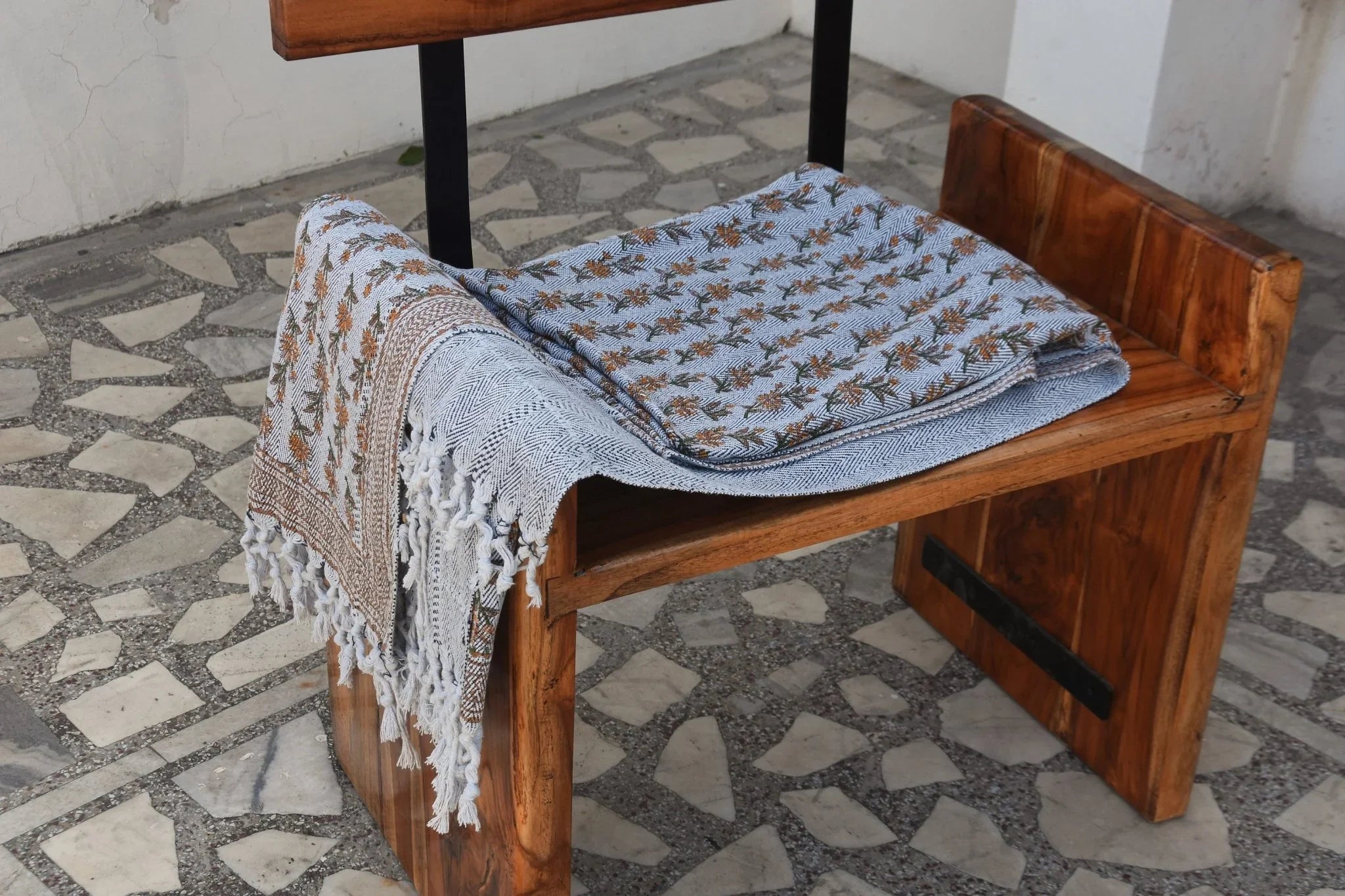 Block Print Handwoven Throw - Deepika