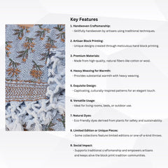 Block Print Handwoven Throw - Deepika