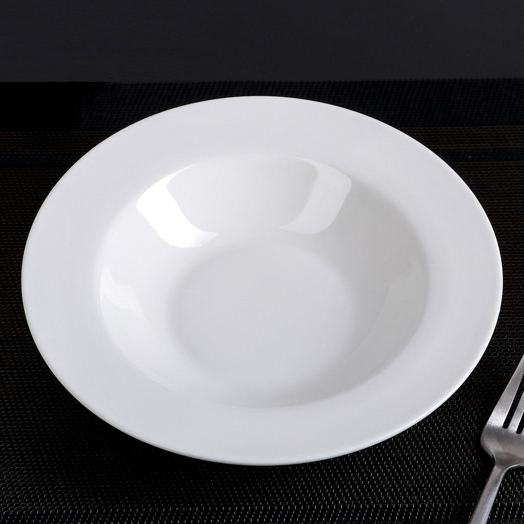Professional Rolled Rim White Deep Plate 8" inch | 8 Fl Oz-2