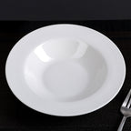 Professional Rolled Rim White Deep Plate 8" inch | 8 Fl Oz-2