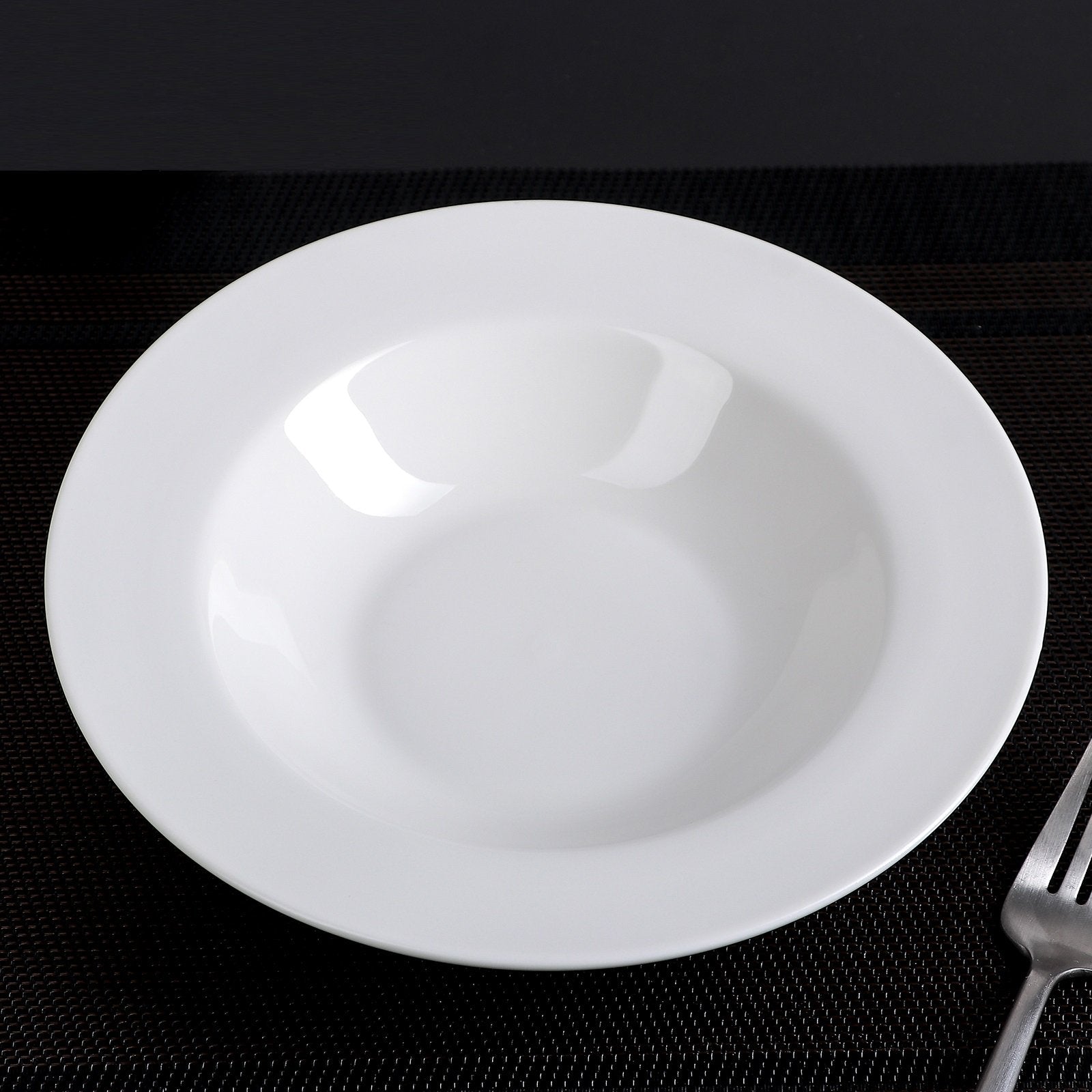 Professional Rolled Rim White Deep Plate 8" inch | 8 Fl Oz-2