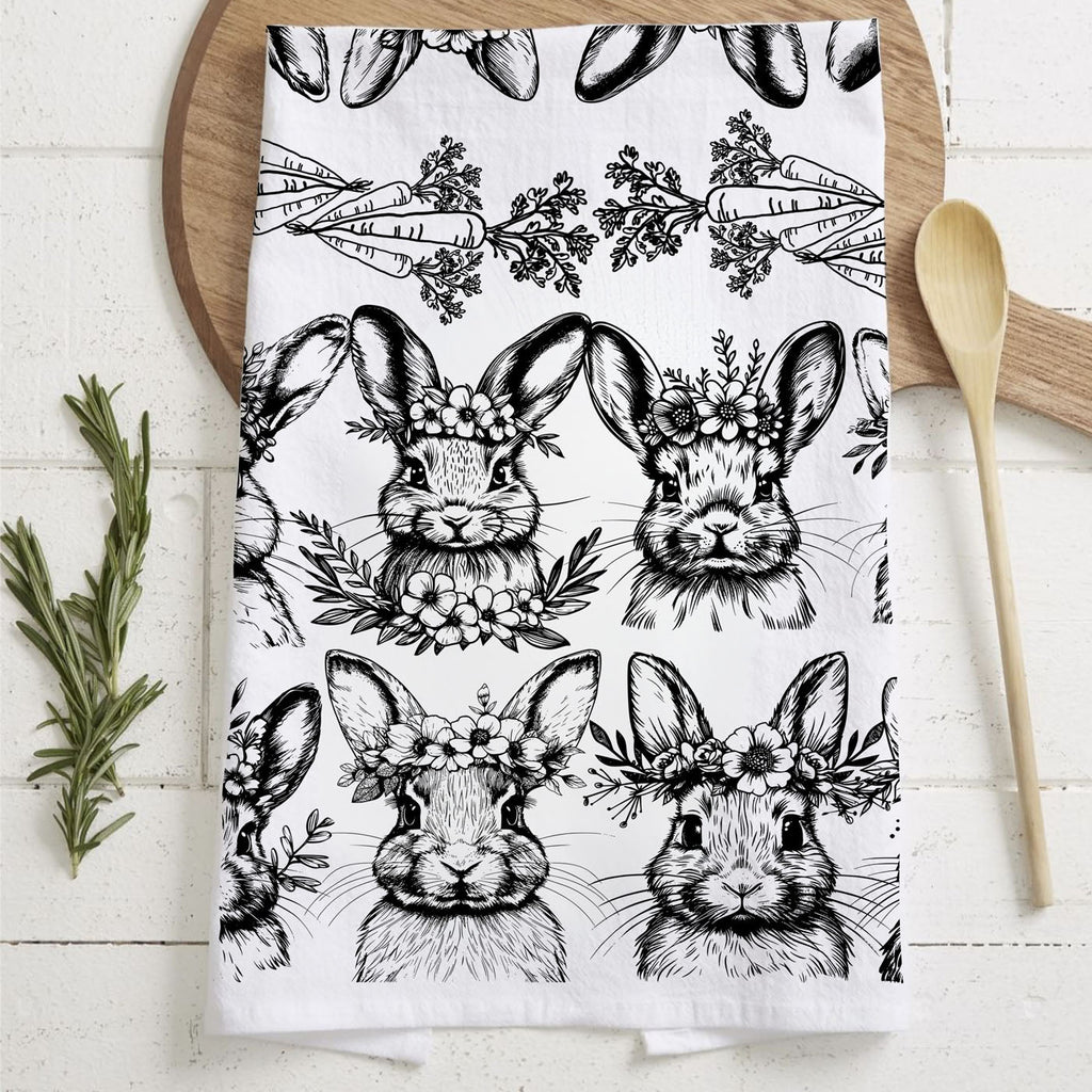 B&W Bunnies Towel-0