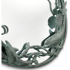 Dolphin Trio Wall Mirror Cast Iron Verdigris Finish 26 Inch-0