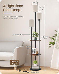 70.9Inch Floor Lamp With Rustic Shelving Unit Storage-2
