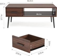 Timeless Walnut Coffee Table With Generous Storage-2