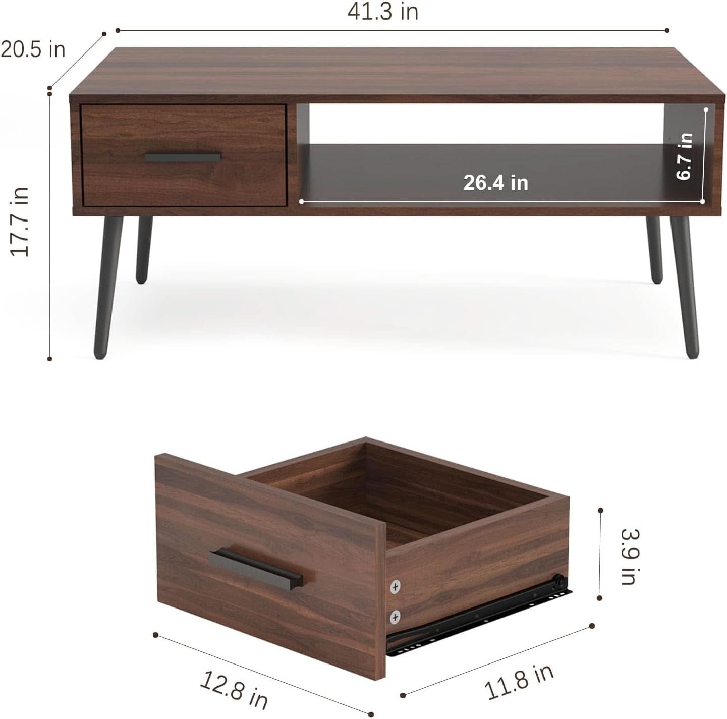 Timeless Walnut Coffee Table With Generous Storage-2