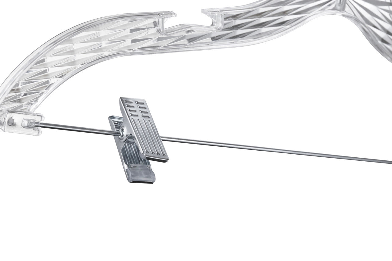 Crystal Clear Hangers with Clips, 360 Swivel Hook - 100 Pack