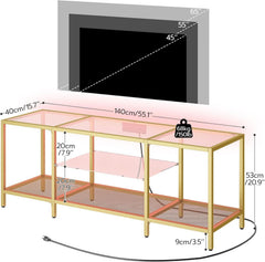Gold LED TV Stand With 65 Inch Industrial Design Pro Edition