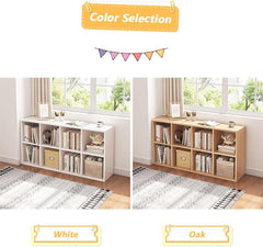 Eight Cube Organizer Bookcase Stackable Open Shelf Oak-4