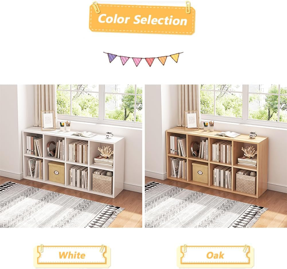 Eight Cube Organizer Bookcase Stackable Open Shelf Oak-4
