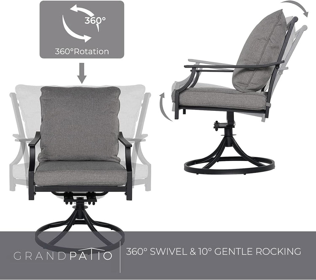 7 Piece Patio Dining Set For 6 With Swivel Chairs And Olefin Cushions-3