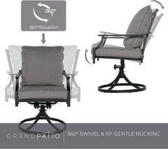 7 Piece Patio Dining Set For 6 With Swivel Chairs And Olefin Cushions-3