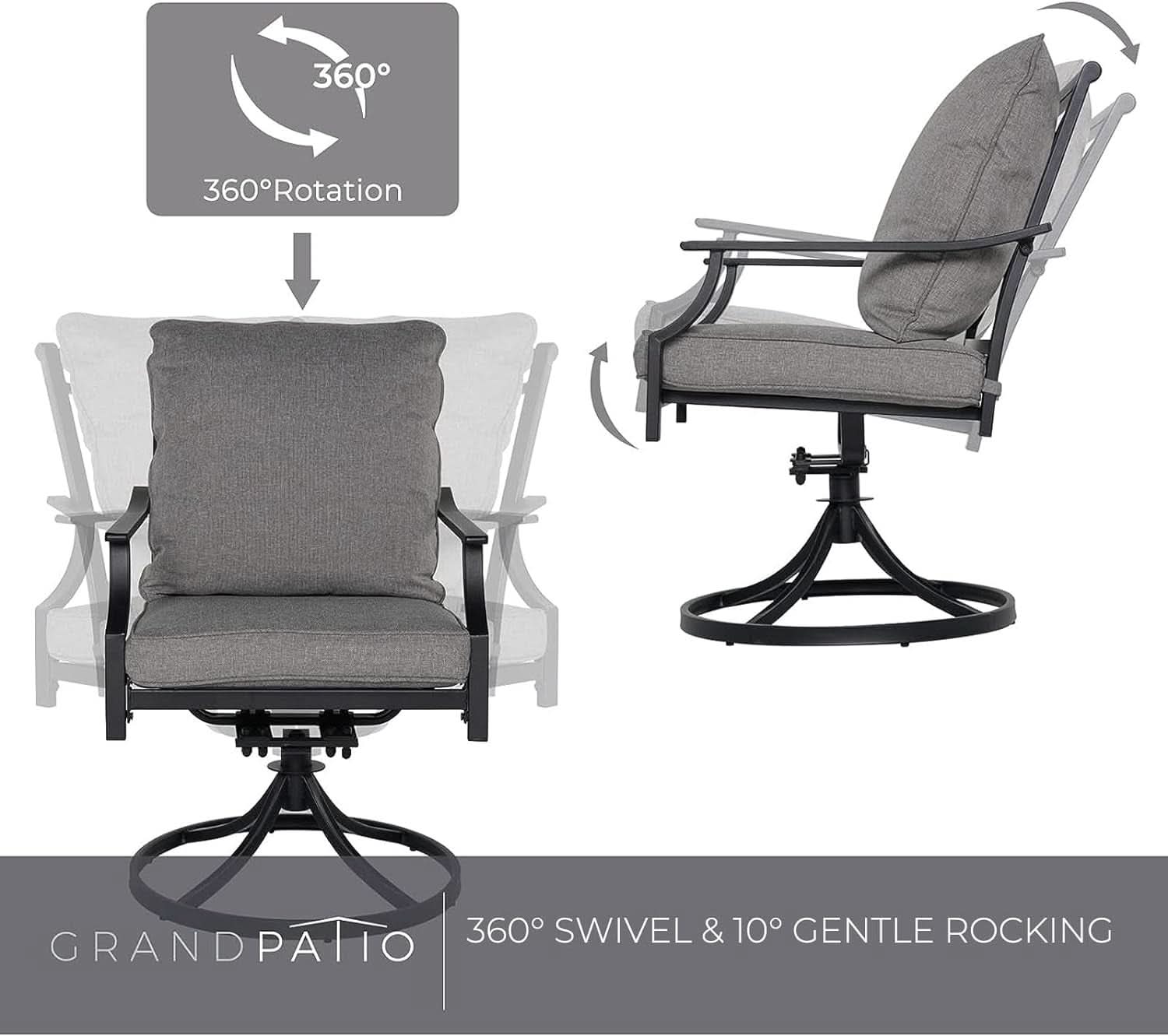 7 Piece Patio Dining Set For 6 With Swivel Chairs And Olefin Cushions-3