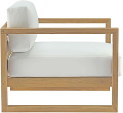 Natural White Teak Wood Outdoor 6-Piece Sectional Sofa Set-3