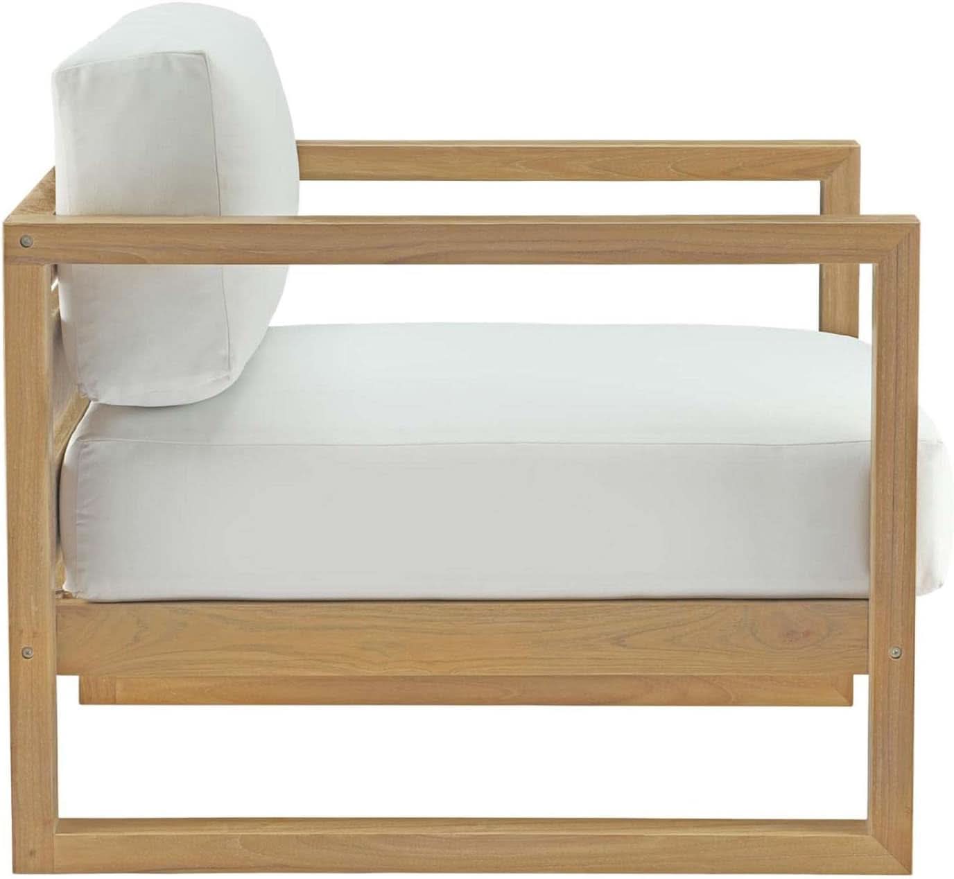 Natural White Teak Wood Outdoor 6-Piece Sectional Sofa Set-3