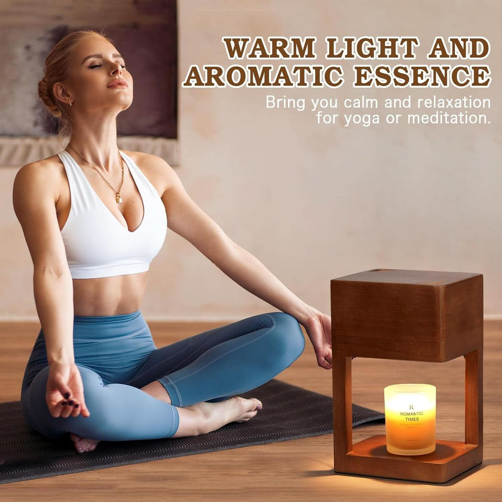 Decorative Wooden Candle Warmer Lamp Timer Dimmable