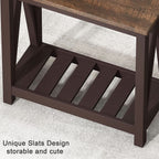 Espresso Narrow End Table With Shelf 23.6 Inch Rustic-2