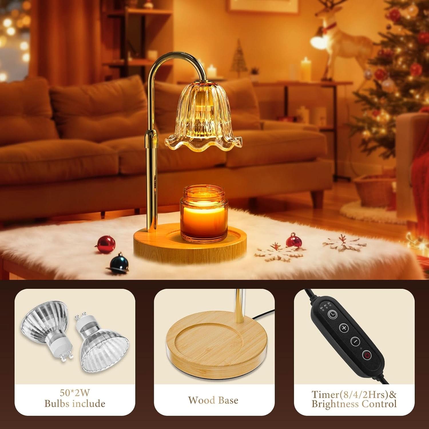 Gold Candle Warmer Lamp With Programmable Dimmer System