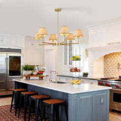 Elegant Gold Rattan Farmhouse Chandelier Pendant Light-1
