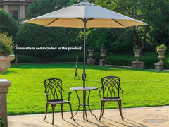 Bistro Set 3 Piece Rustproof Cast Aluminum Furniture Bronze-2