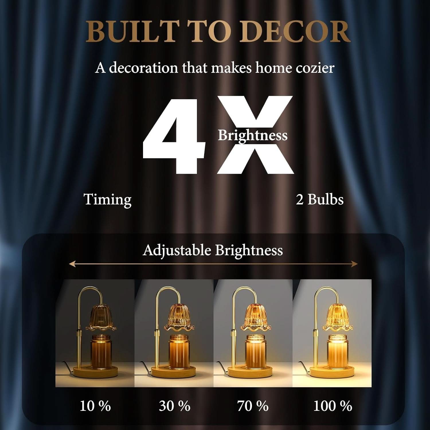 Gold Candle Warmer Lamp With Programmable Dimmer System