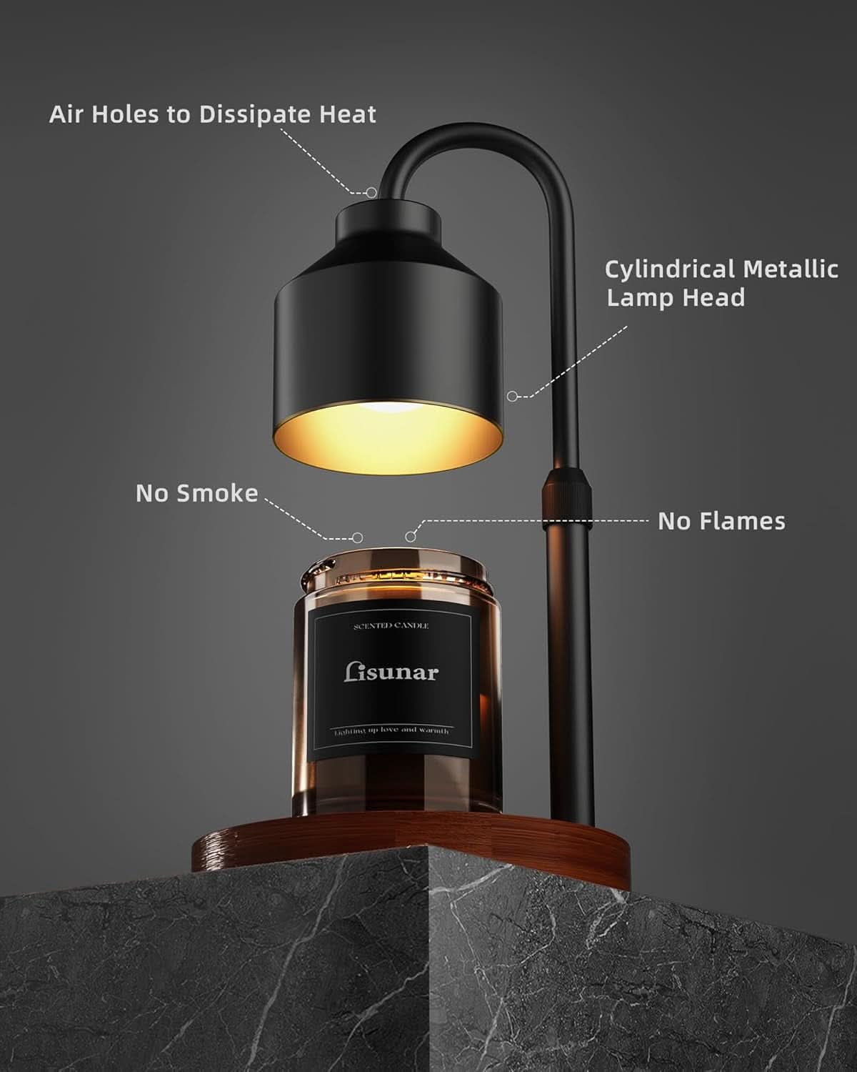 Black Electric Candle Warmer Lamp Programmable Timer