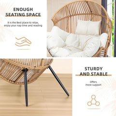 Cozy Outdoor Wicker Egg Chair with Soft Cushion-4
