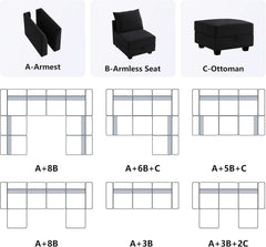 Premium Velvet Black Multifunctional Storage Ottoman-3