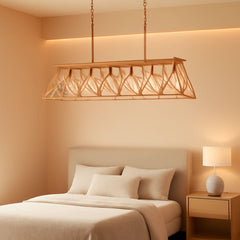 Gold 5 Light Farmhouse Chandelier Linear Ceiling Light-1
