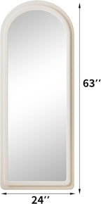 Arched Freestanding Floor Mirror 63x24 Inches White-1