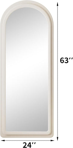 Arched Freestanding Floor Mirror 63x24 Inches White-1