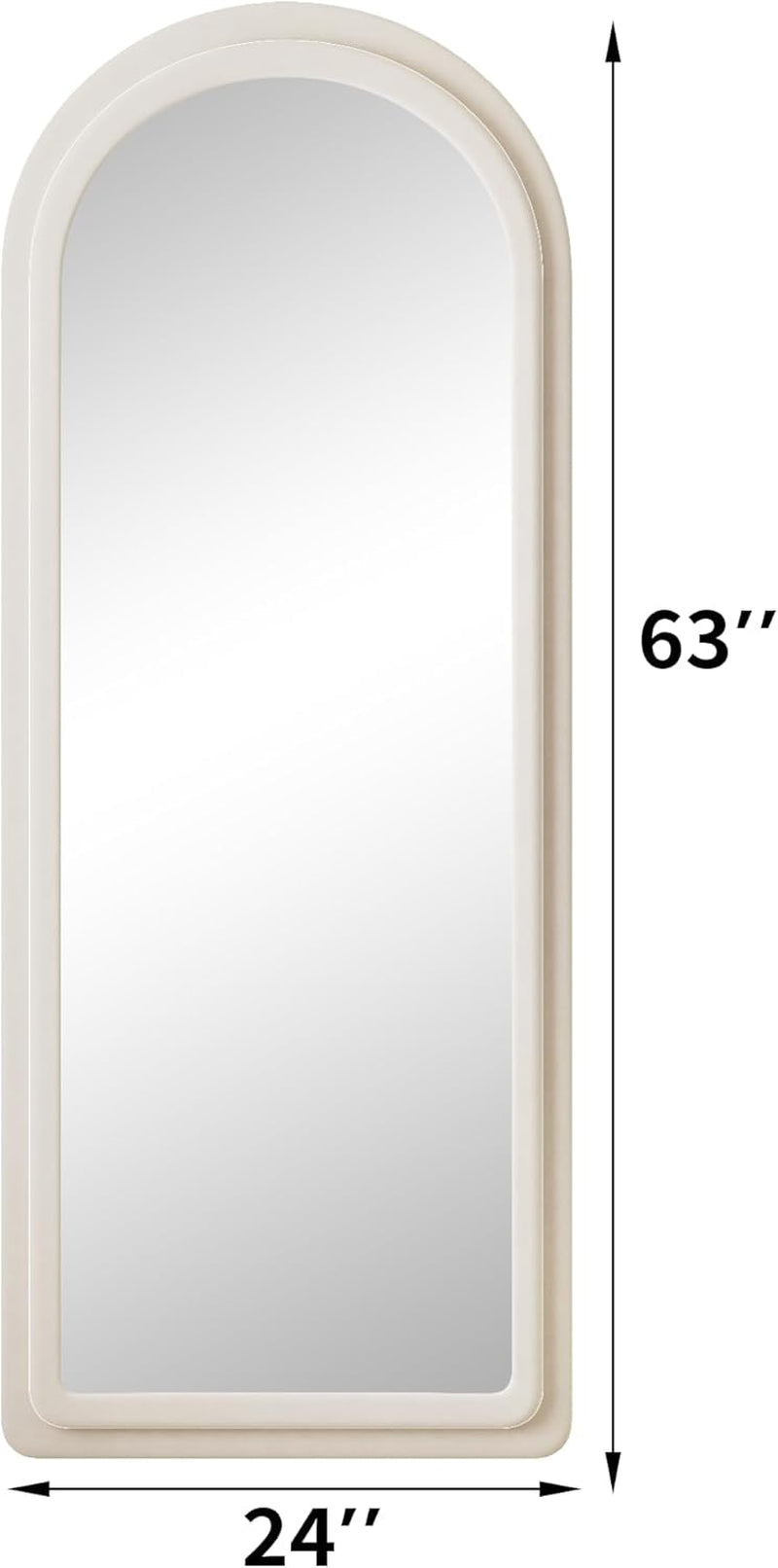 Arched Freestanding Floor Mirror 63x24 Inches White-1