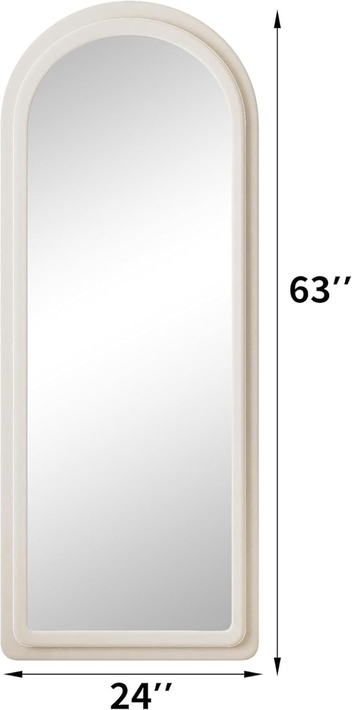 Arched Freestanding Floor Mirror 63x24 Inches White-1